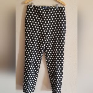 Talbots RSVP womens black and white pokadot ankle pant size L